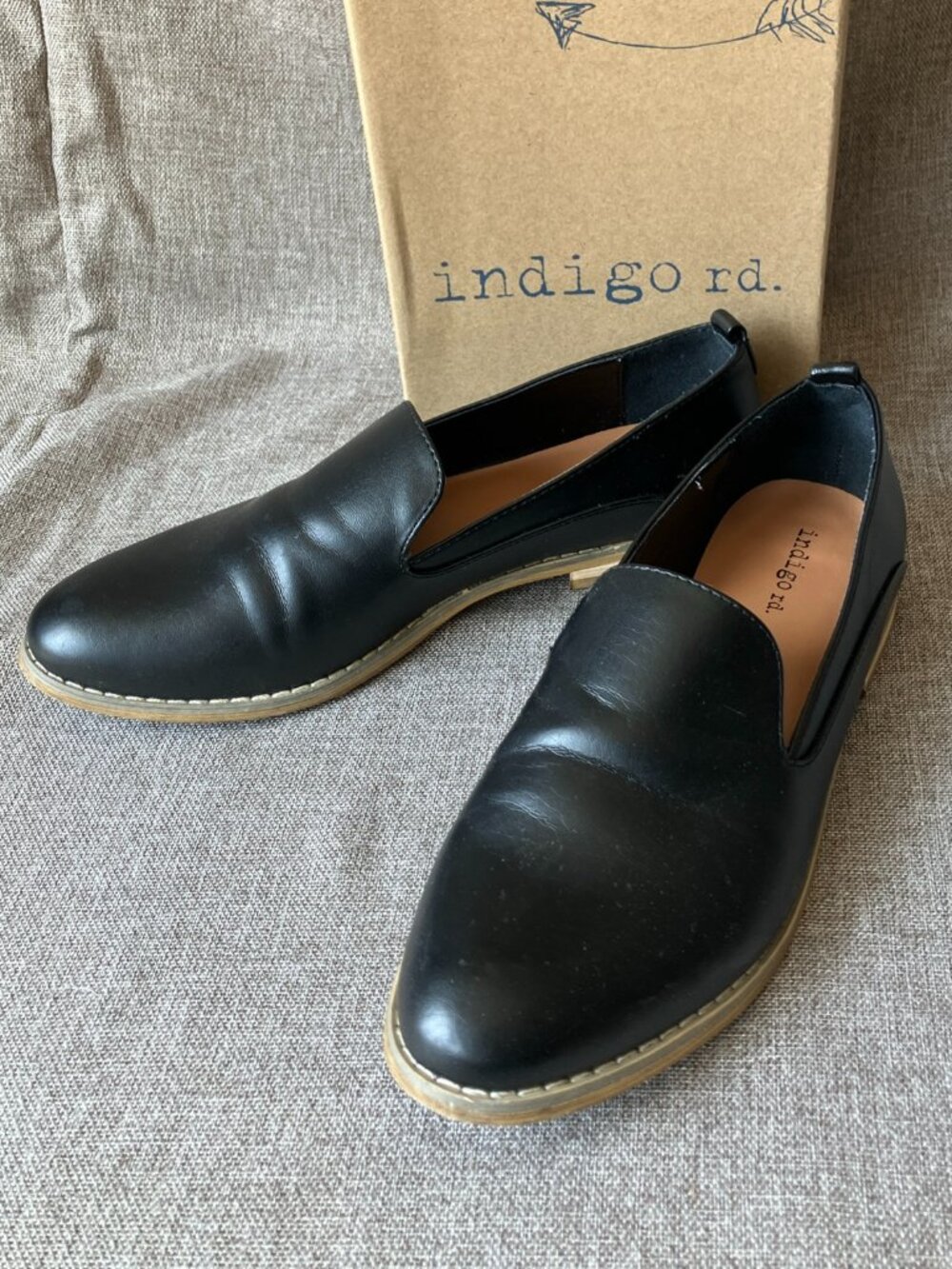 Indigo Rd Hestley Women's Shoes Flats 7.5 Black Loafer Slip On Casual w/ Box